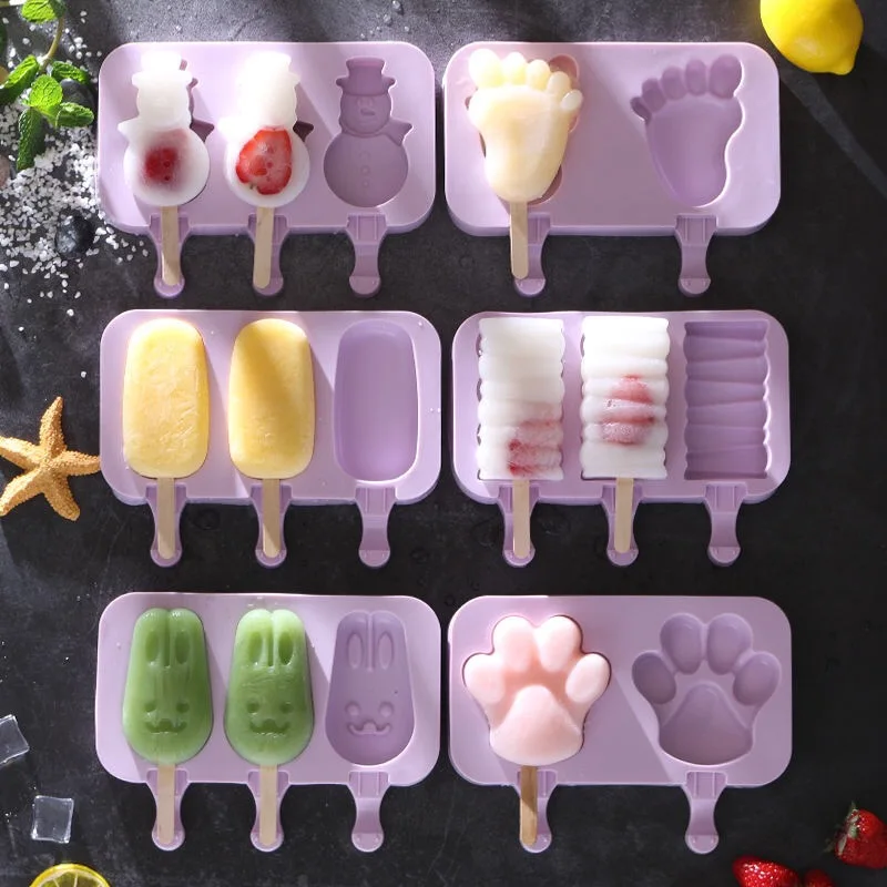 

Silicone Ice Cream Mold Reusable Popsicle Molds DIY Homemade Cute Cartoon Ice Cream Popsicle Ice Pop Maker Mould