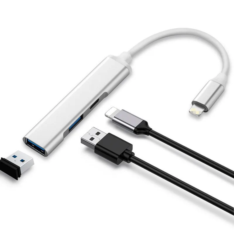 

3-в-1 USB 2,0 разветвитель концентратор для iPhone молния док-станция OTG конвертер адаптер карта камера зарядный кабель 3 порта USB2.0 адаптер
