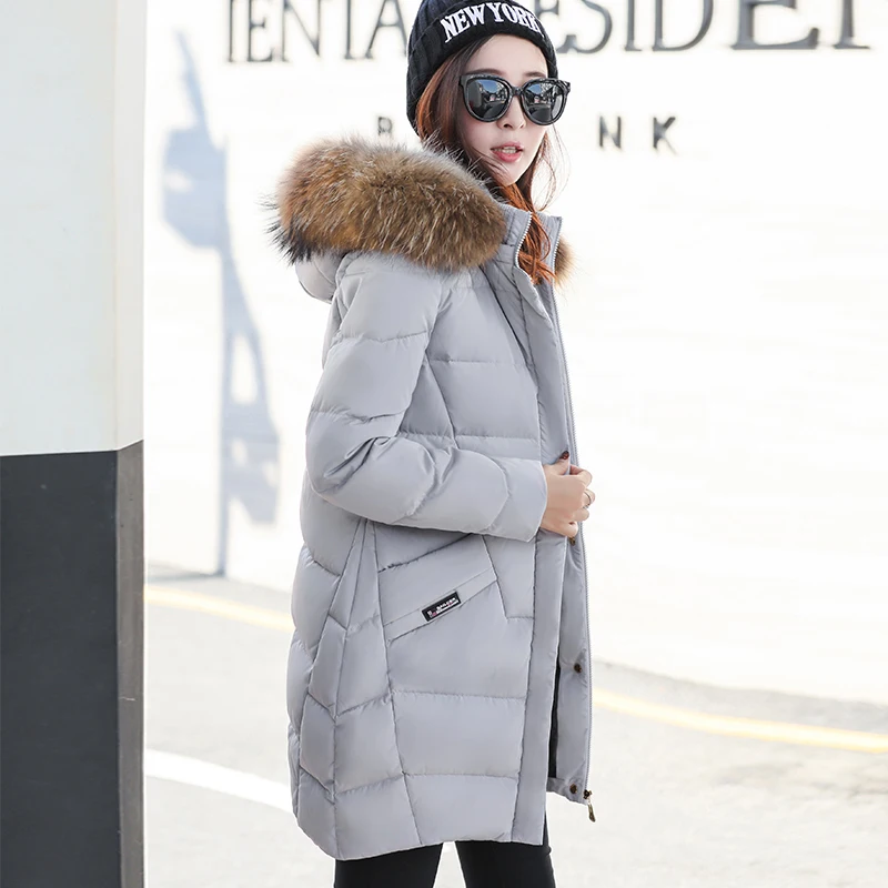 Duck Down Jackets Winter Coat Women Real Raccoon Fur Collar Long Coats Korean Parkas Mujer 2020 Chaqueta Mujer MY1487