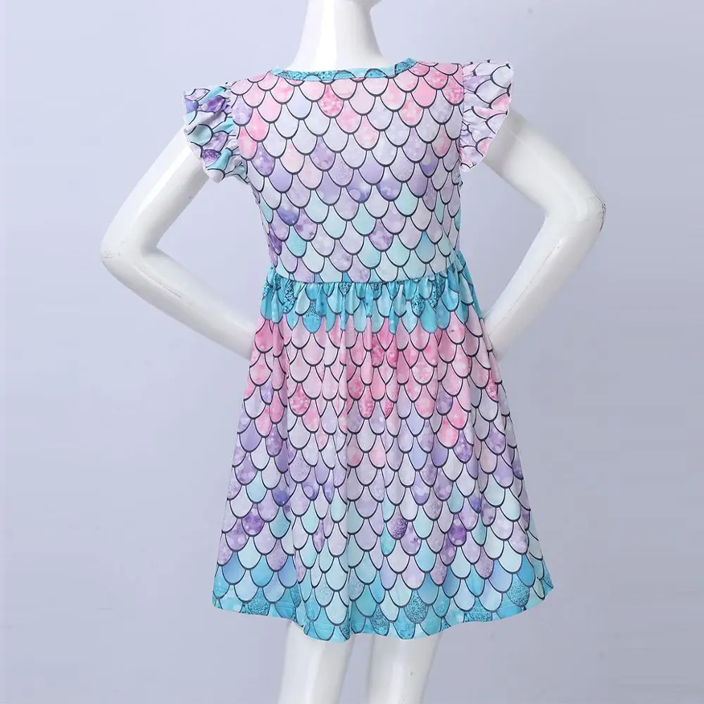 Детское летнее платье принцессы для девочек Платье русалки с короткими пышными