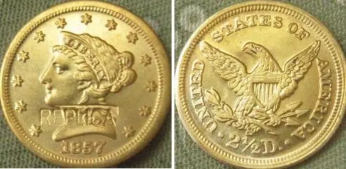 

$2.5 Liberty Gold 1857-S copy coins