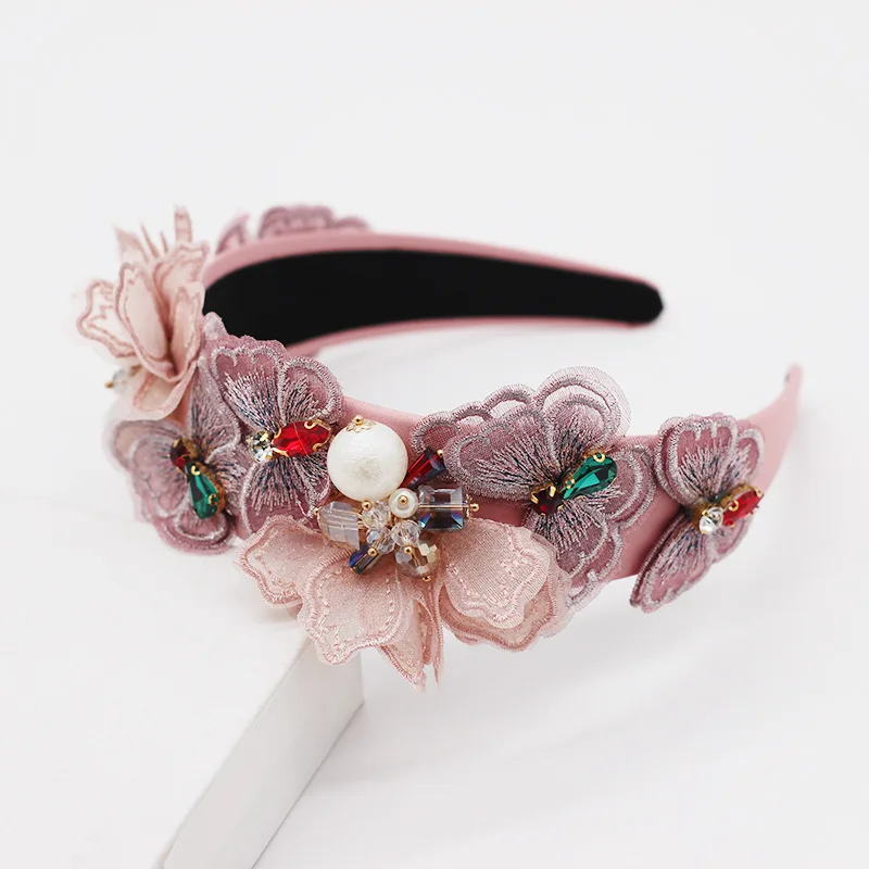 

Korea Lace Flower Crown Head Band Hair Accessories lovely Embroidery Headband for Grils Hair Band Hair Bow Princess 4