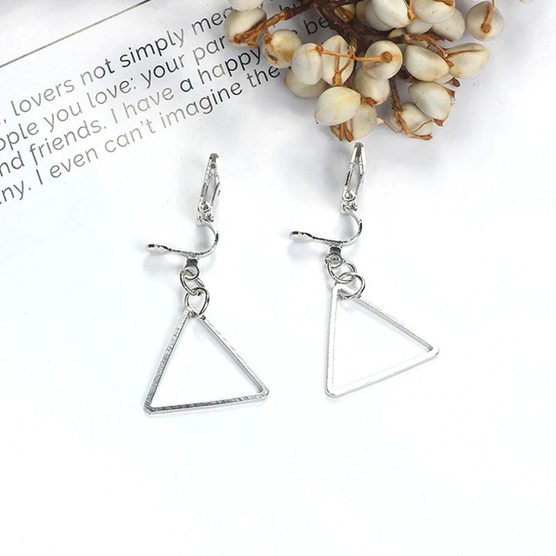 Женские круглые треугольные серьги-клипсы в форме звезды без отверстий для ушей