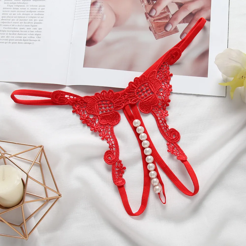 Женские брюки с вышивкой сексуальные женские стринги кулоном и жемчугом трусики