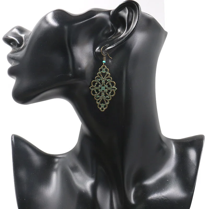 Античная бронза ярь Медянка патина цветочные серьги открытые богемные женские