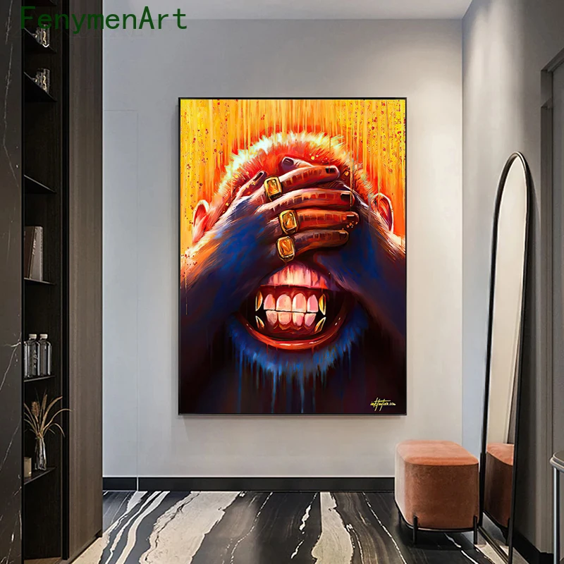 

Abstract Gold Monkeys Decorative paintings Graffiti Pop Art Animal Canvas Paintings Bar Bedroom Decor Modern Wall Posters Prints