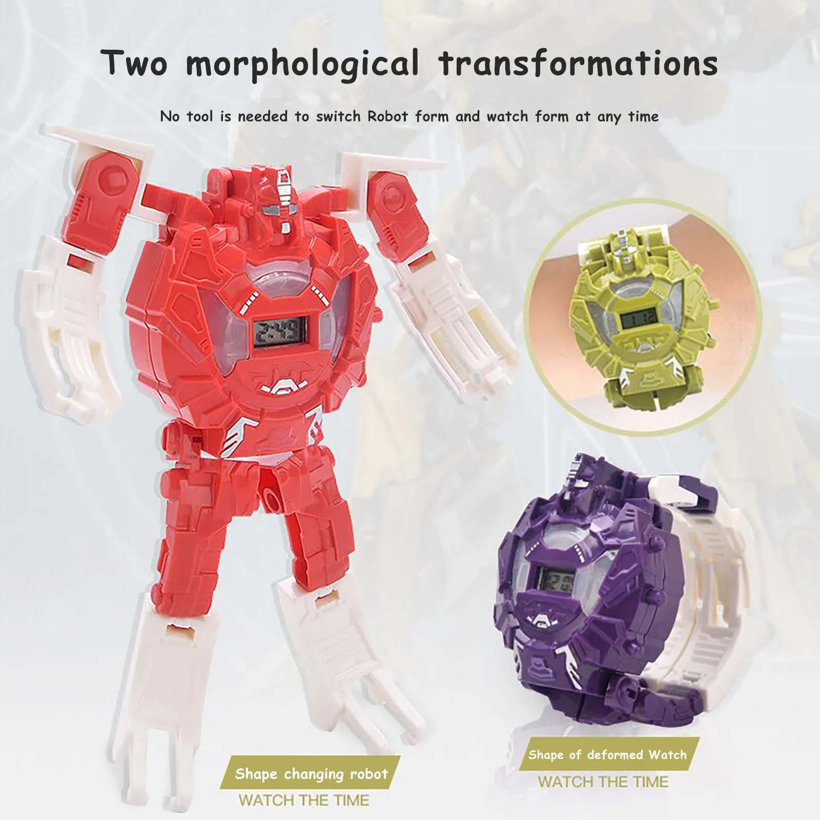 Kids Transformation Digital Watch Toys With Light Electronic Robot Wristwatch Boys Super Hero Deformed Figure Toy robot Gift | Игрушки и