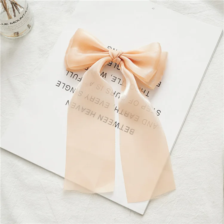 Женский/Женский однотонный хвост двойная шифоновая лента для волос Бабочка