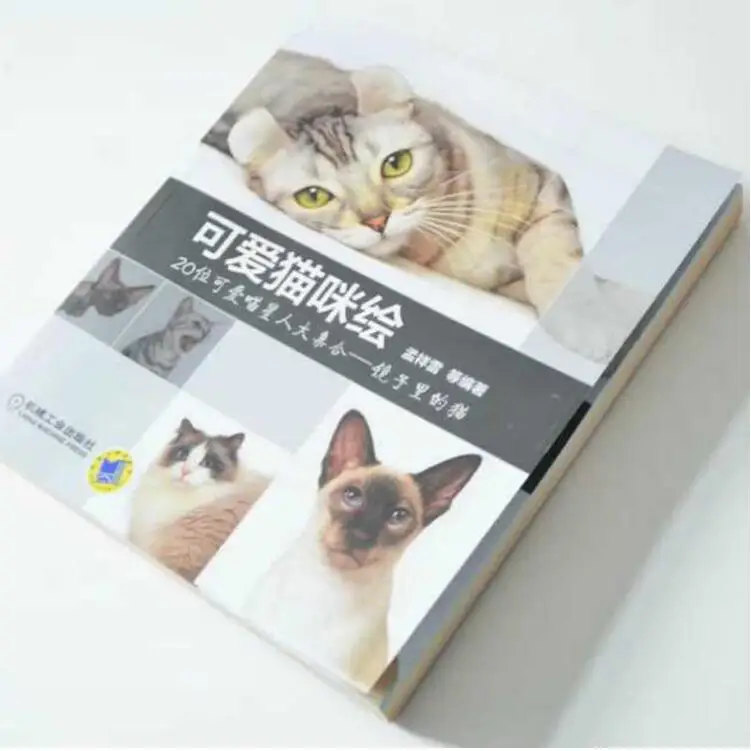 Учебник с цветным карандашом и картинкой: рисунок милой кошкой | Канцтовары для