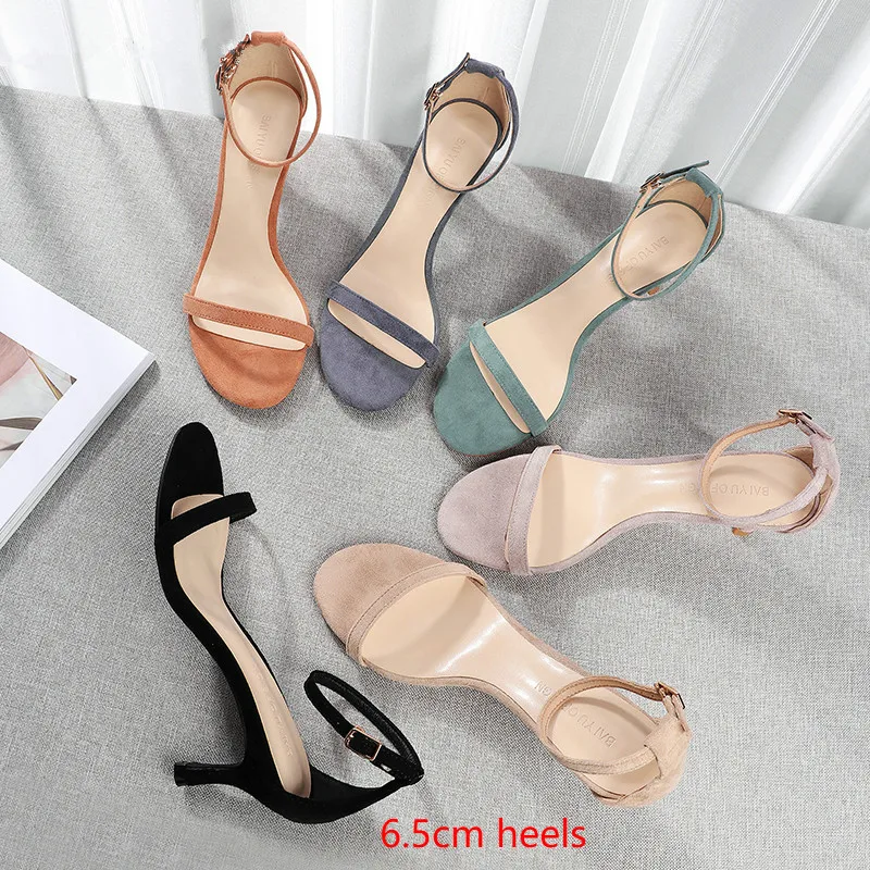 Женские босоножки Коллекция 2021 года Сезон лето Однотонные туфли на высоком