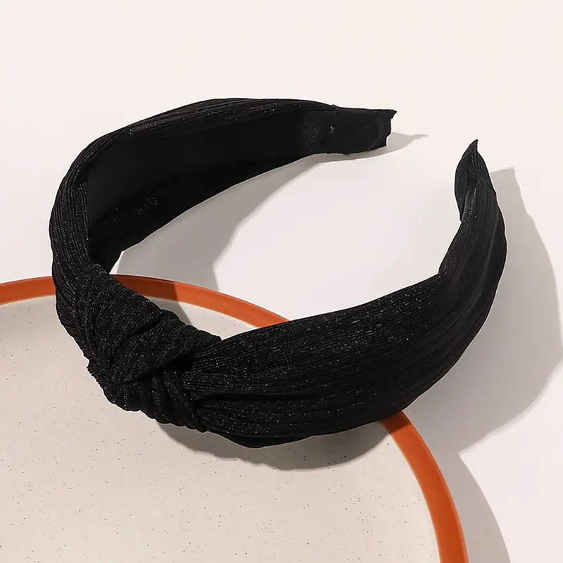 

2021 New Solid Color Head Hoop Fashion Wide Brimmed Hair Hoop Striped Cross Headband Simple Style Knotted Hairbands Headwrap