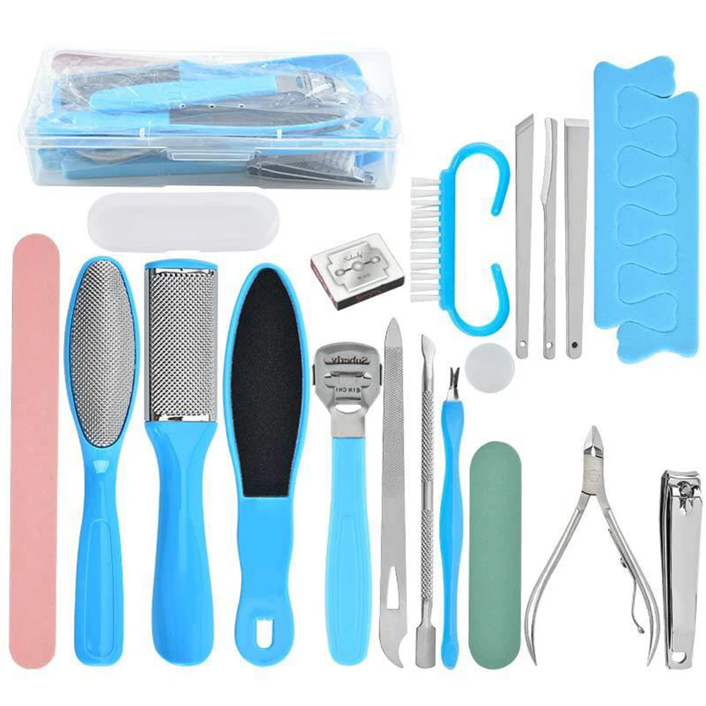 

20 In 1 Callus Clean Pedicure Tools Kit Nail Remover Bend File Professional Portable Foot Care Home Salon Stainless Steel