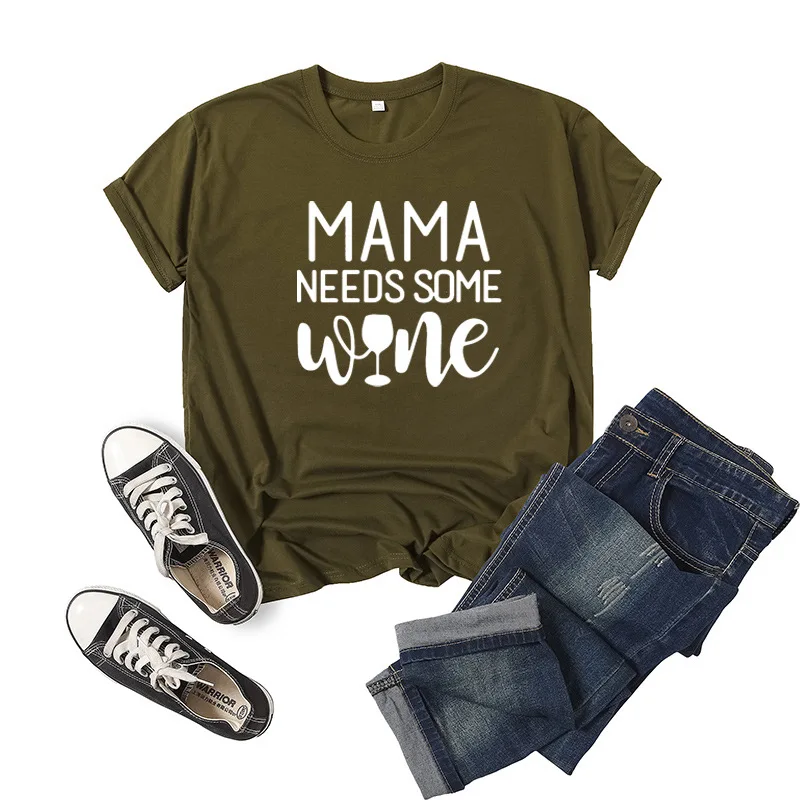 

I Love Mama нуждается в вина с буквенным принтом Для женщин футболка короткий рукав с круглым вырезом свободные Для женщин футболка женская футб...