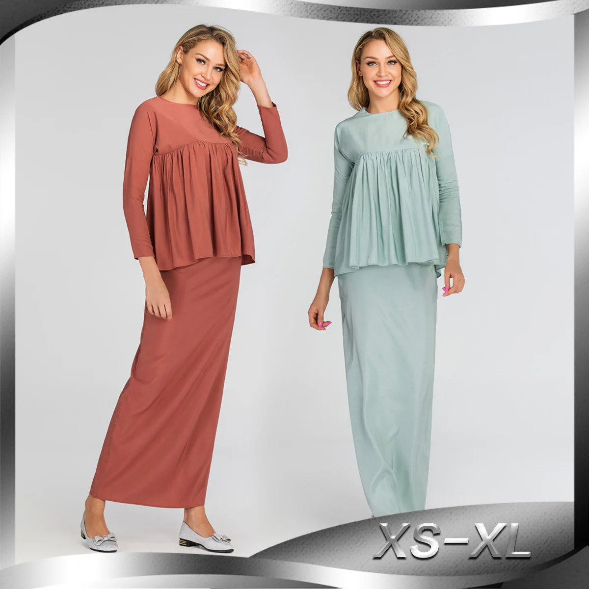 Комплект из двух предметов пуловер топы и юбки женское мусульманское платье в