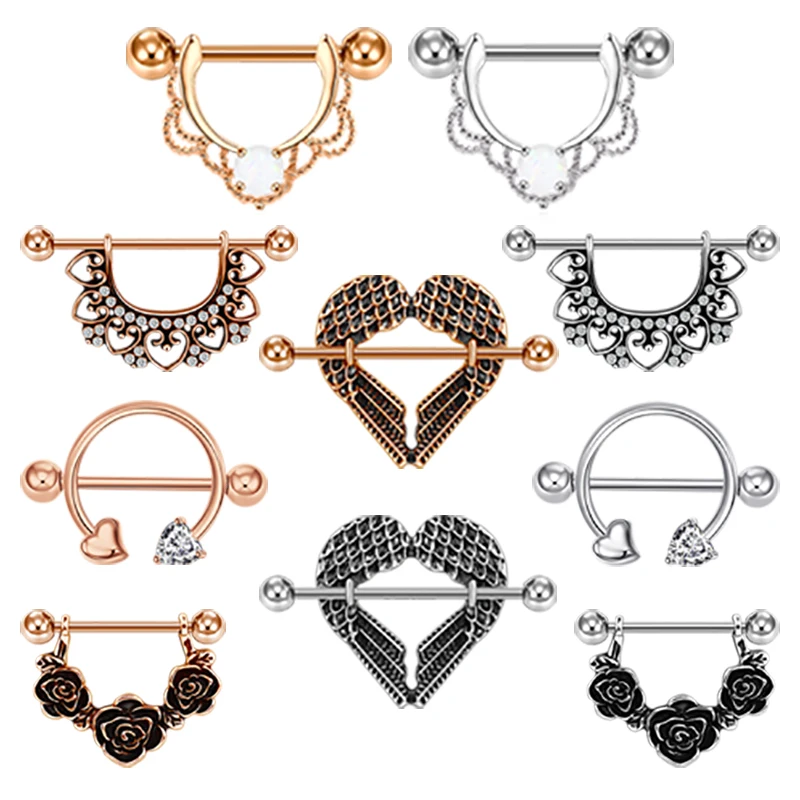 316L хирургические Сталь цепочка подвеска сосок щит кольца Nipplering штангой пирсинг