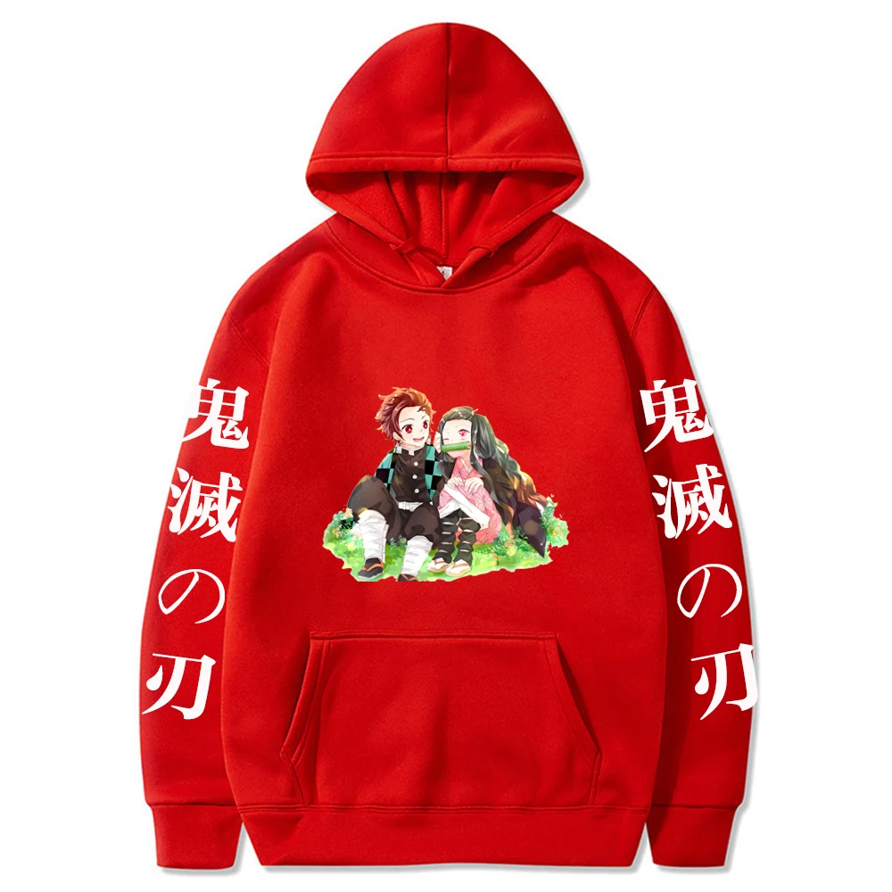 

Demon Slayer Anime Tanjiro Nezuko Hoodie Men Kimetsu No Yaiba Print Cute Sweatshirt Women Streetwear Graphic Hoody Male Female