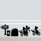 Велосипедный спорт Мышь Wall Art Стикеры виниловые наклейки в виде Фотообоев c переводными картинками мыши дома плинтус доска съемные Стикеры различных цветов