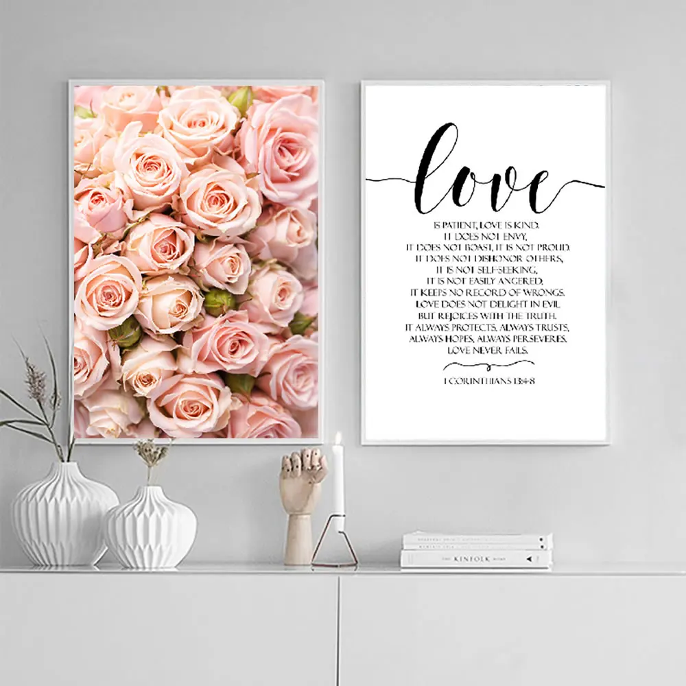 Красивая роза любовь Цитата плакат на холсте принты минималистская настенная