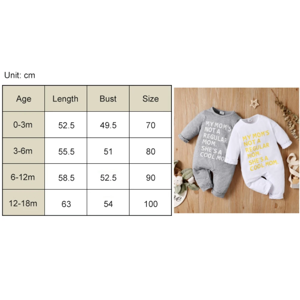 

Baywell Infant Baby Boys Girls Romper Letter Print Cotton Long Sleeve Jumpsuit Infant Clothing Autumn Newborn Clothes