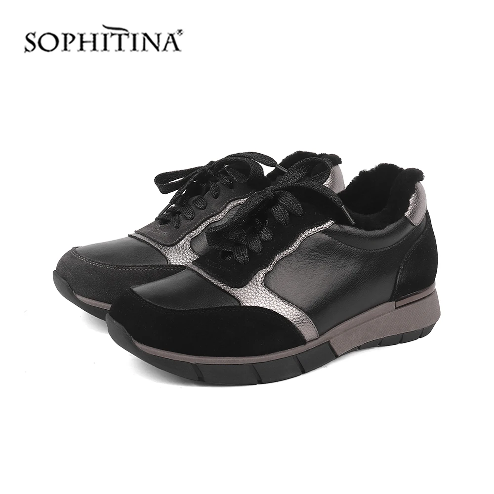 SOPHITINA/Новые Зимние удобные женские туфли на плоской подошве высокого качества из