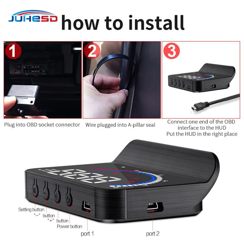 Автомобильный проектор лобового стекла M13 HUD светодиодный OBD 2 сканер