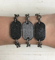 black stone bracelet pave cz beads gunblack metal bracelet