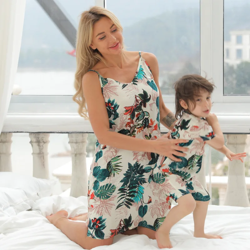 

New Mother Daughter Matching Clother Fashion Print Mother Daughter Matching Clothes Summer Family Matching Clothes Kids Sets Boy