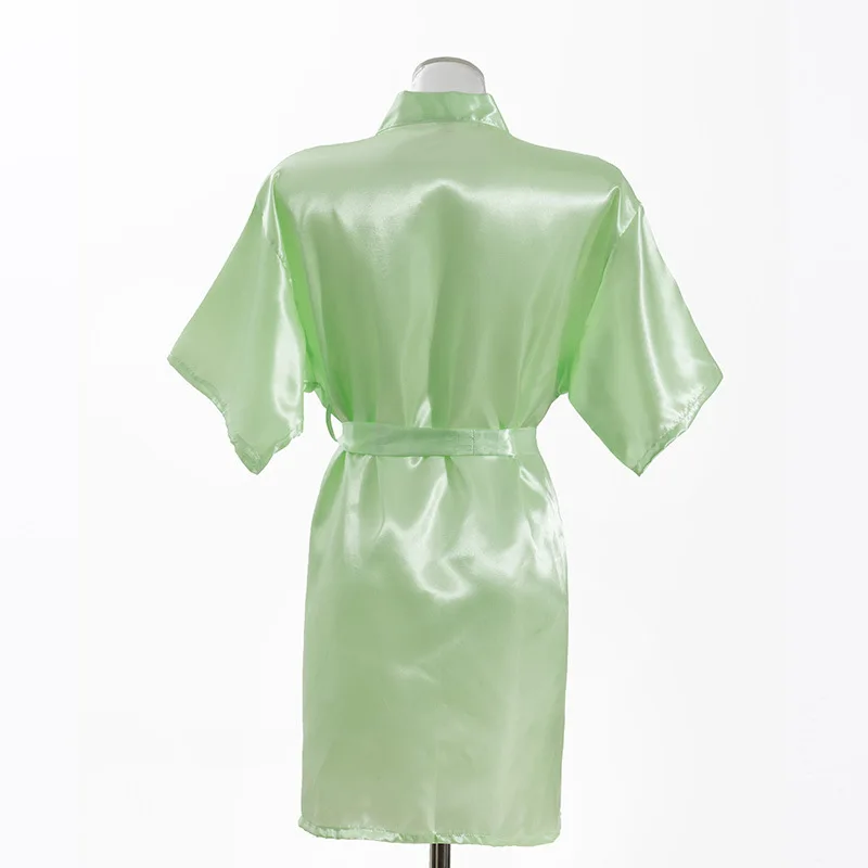 Women's Nightgown Silk Spring and Summer New Solid Color V-neck Cardigan Lace Up Bathrobe Morning Bubble Home Clothes Thin