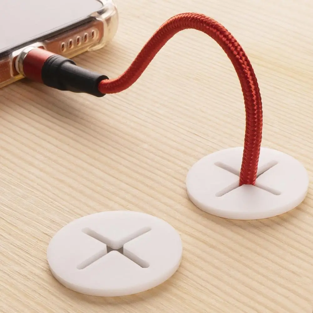 Desk Cord Grommet, Flexible Silicone Cable Hole Cover, Wire Organizer, Cable Pass Through, Round Gasket White