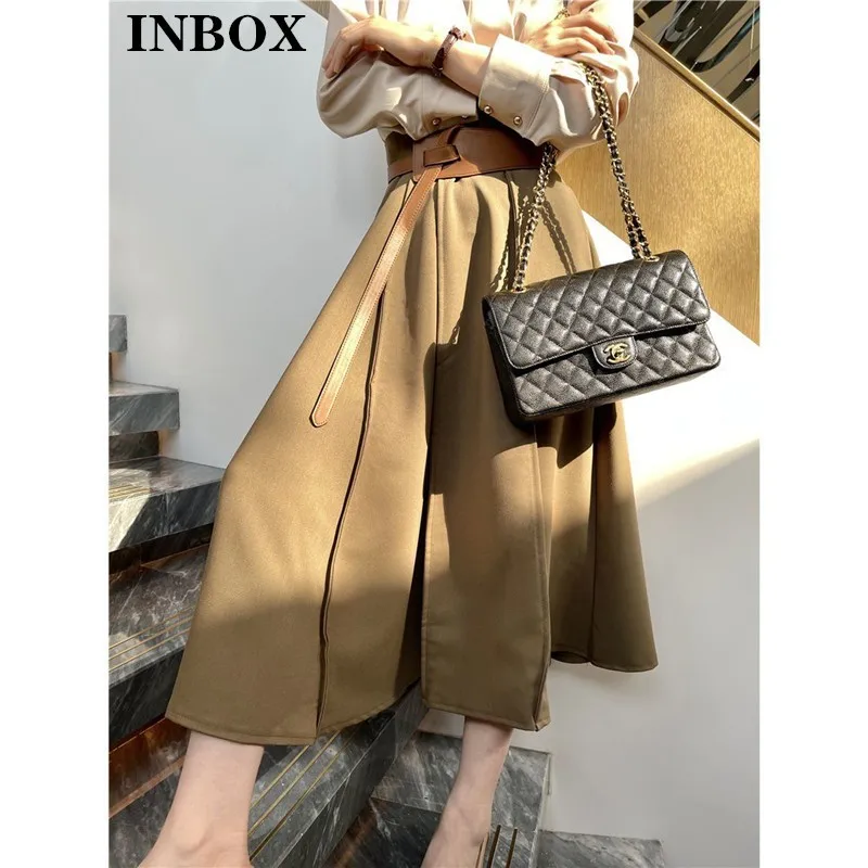 

Женская винтажная плиссированная юбка средней длины, цвета хаки