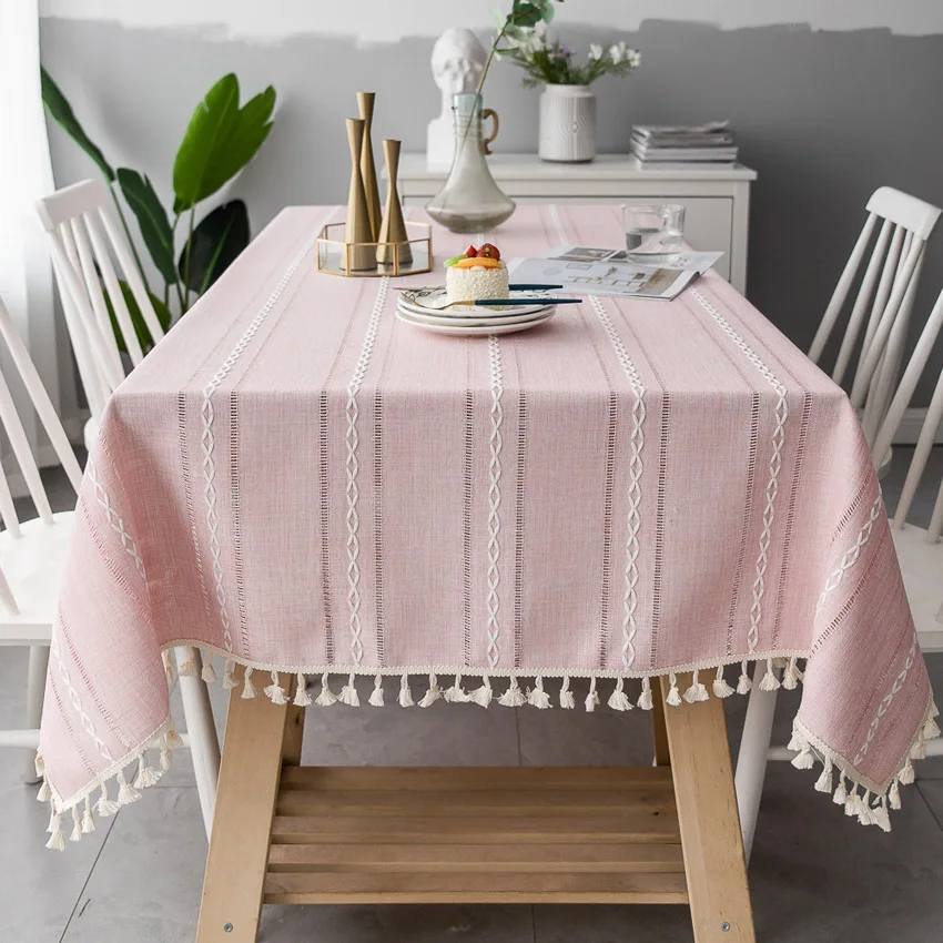 Cotton Geometric Stripe Tablecloths Modern Table Cover Home Decor Coffee Background Cloth Furniture Dustproof | Дом и сад
