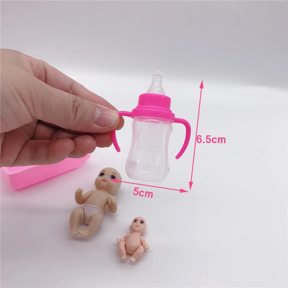 

11.5" Fashion pregnant women Barbies doll mother and child baby care bed combination children's toy accessories + 4 small dolls