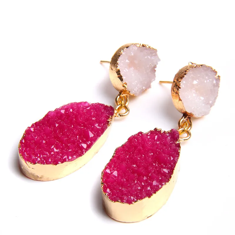 Круглые серьги подвески с натуральным камнем смешанные цвета зеленый друг кварц