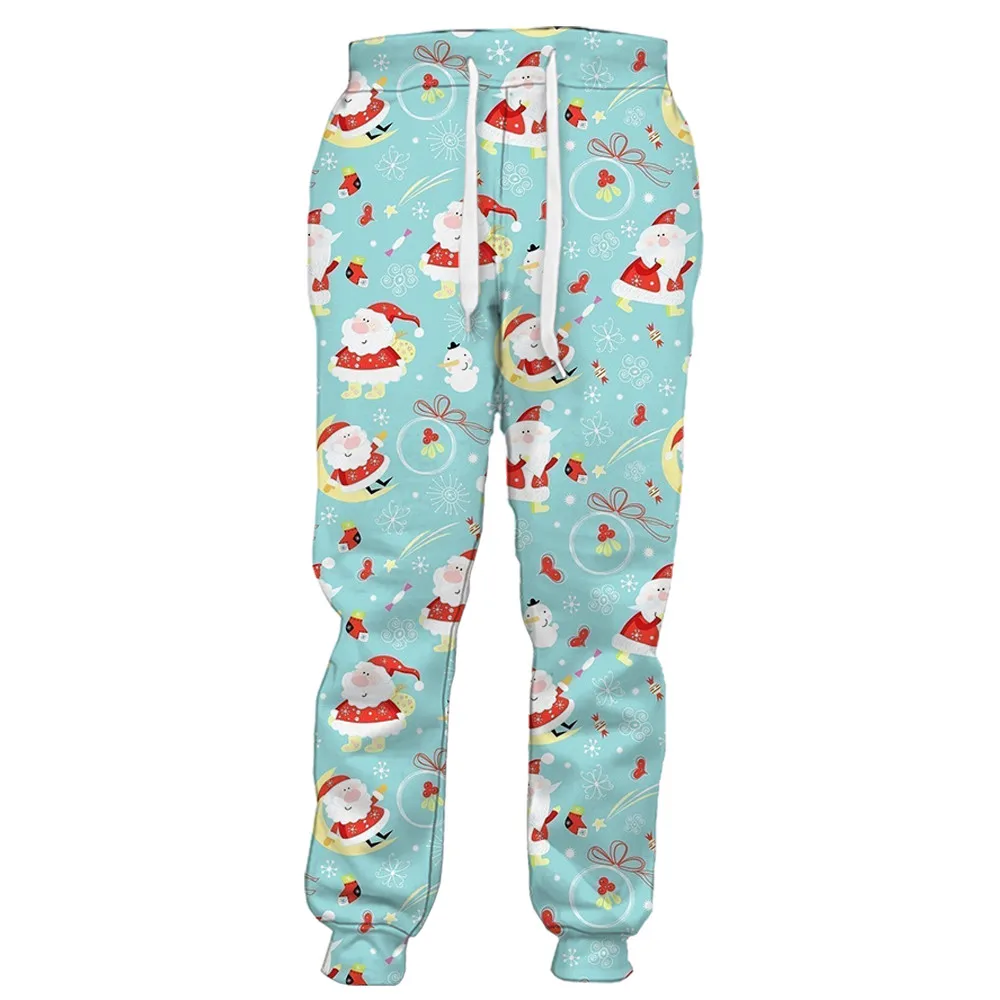 CLOOCL рождественские штаны 3D графика конфеты тростник бант лента печатные брюки