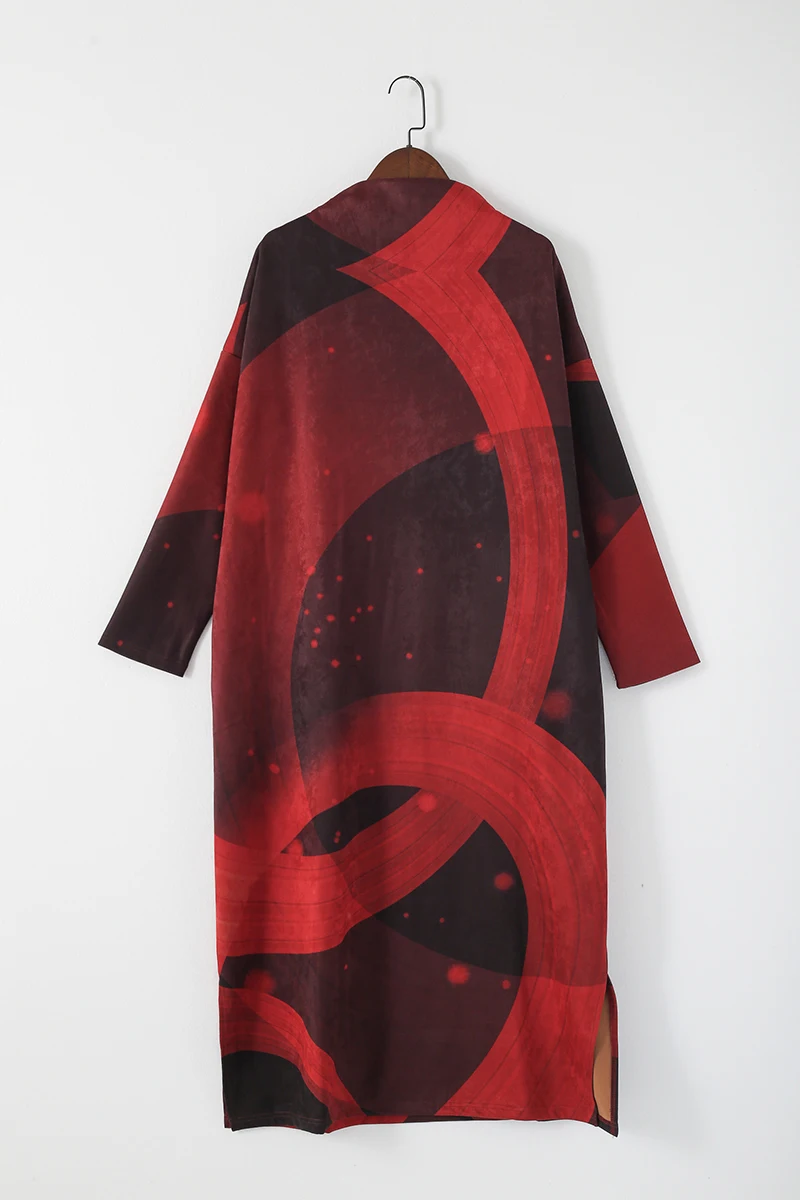 

Long Maxi Split Dresses Women 2020 Ladies Turtleneck Vestidos Oversized Autumn Printed Sundress Casual Long Sleeve Robe Femme