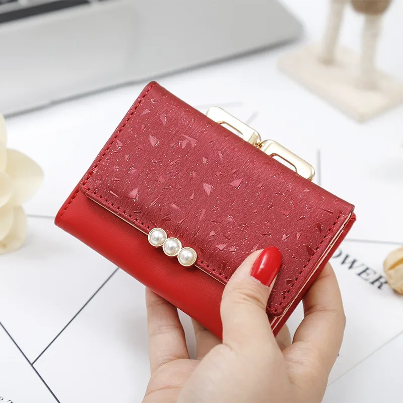 

women's wallet Small Purses Hasp Wallet Card Holder cartera mujer luxury brand wallets designer pearl Coin Purses Clutch Bag