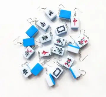 Большие серьги в китайском стиле маджонг Для Друзей Акриловые Креативные