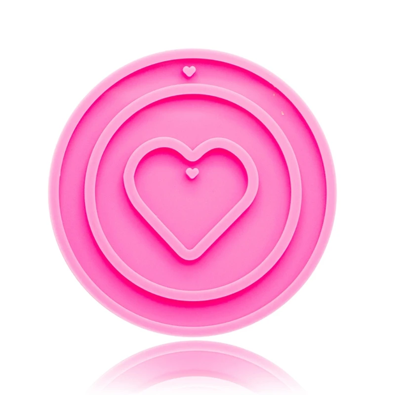 

Shiny Christmas Decoration Circle Love Shape Resin Mold Keychain Silicone Mould X5QE