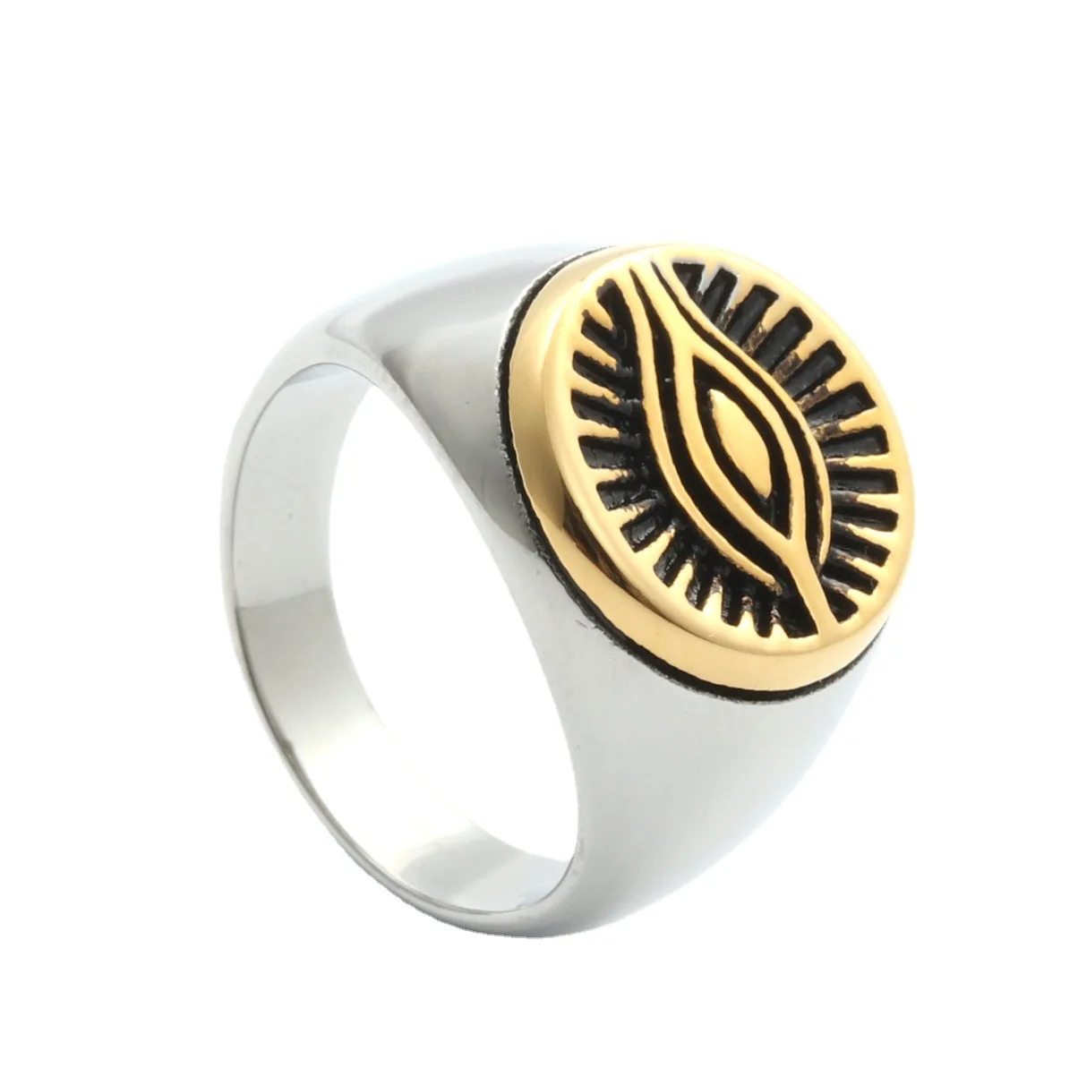 

Eye pattern ring foreign trade Europe and America domineering men's trend fashion jewelry titanium steel ring retro jewelry