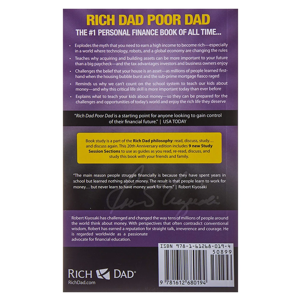 Libro de educaci&oacute;n de inteligencia financiera para ni&ntilde;os, libro de Padre rico, padre, Padre, bajo, David Toru, Kiyosaki, finanzas personales-2