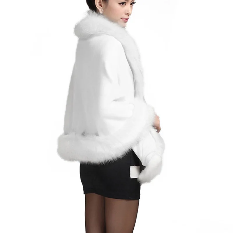 Женское зимнее сексуальное пальто из искусственного меха пончо накидка меховой