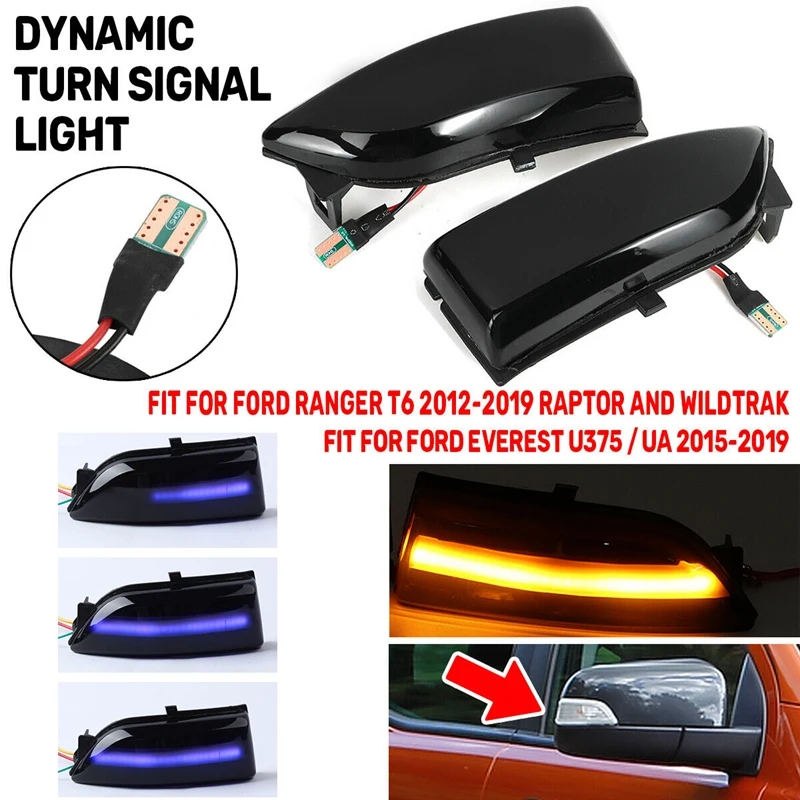Car Dynamic Turn Signal LED Rear View Mirror Indicating Flash for Ford Ranger T6 2012-2019 Raptor &amp Wildtrak Everest |