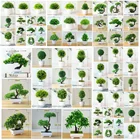 Искусственные растения, Зеленый Бонсай, маленький горшок для дерева, поддельные цветы в горшке, украшение для дома, ремесло, праздничное, офисное украшение, 39 стилей