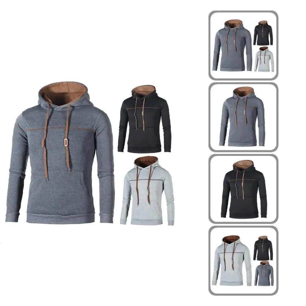 

Casual Men Hoodie Drawstring Sportswear Ribbed Cuff Loose-fitting Sweatshirt Men Pullover Hoodie