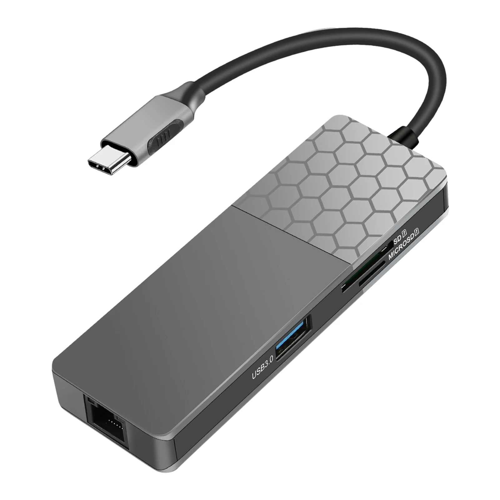 

7-в-1 HDMI-совместимый PD зарядный USB C разветвитель концентратора 3,0 портов компьютера Высокоскоростной Ethernet адаптер Портативный SD TF кардридер