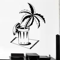 Wall Decal Palm Beach Bar Drink Alcohol Cool Home Decor For Living Room Kitchen Vinyl Window Sticker Restaurant Mural Art S1319