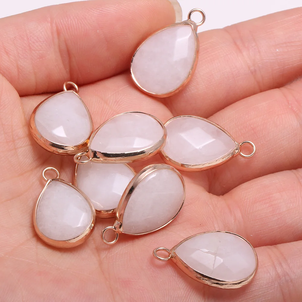 Натуральный камень граненый белый нефрит кулон в форме капли воды Форма