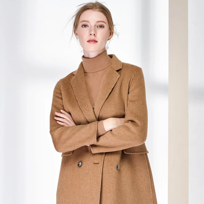 Осень 30% кашемировое пальто теплое зимнее длинное женское шерстяное офисное