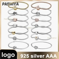 925 sterling silver charm bangle with logo suitable for pandora bracelet diy high quality womens collocation
