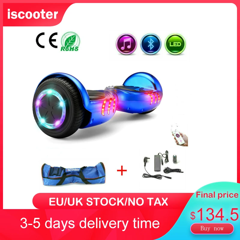 IScooter 6 5 дюймовый умный Ховерборд для детей синий Bluetooth динамик балансировочная